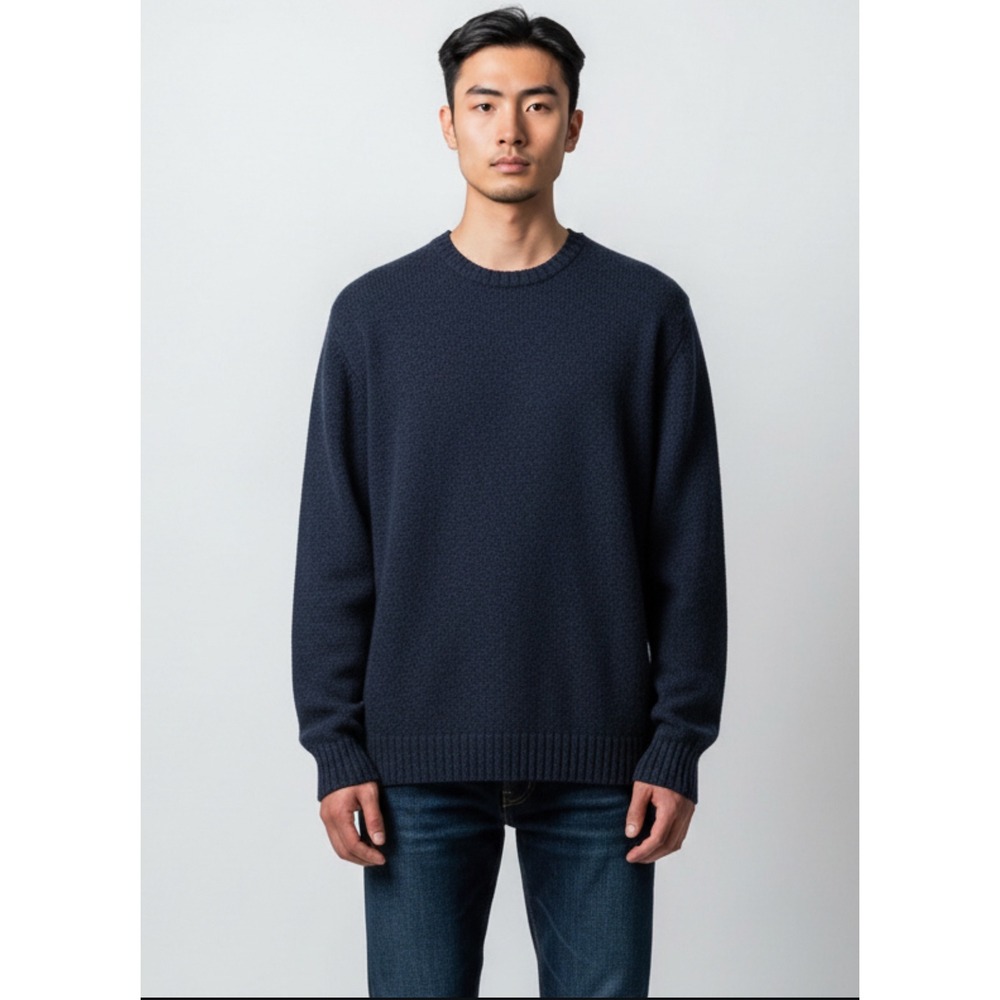 Fisherman‎ Out of Ireland Navy Blue Textured Crewneck Sweater Men's XXL